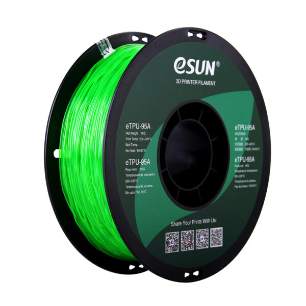 TPU A95 Transparent green - 1.75mm, 1kg - Billede 5
