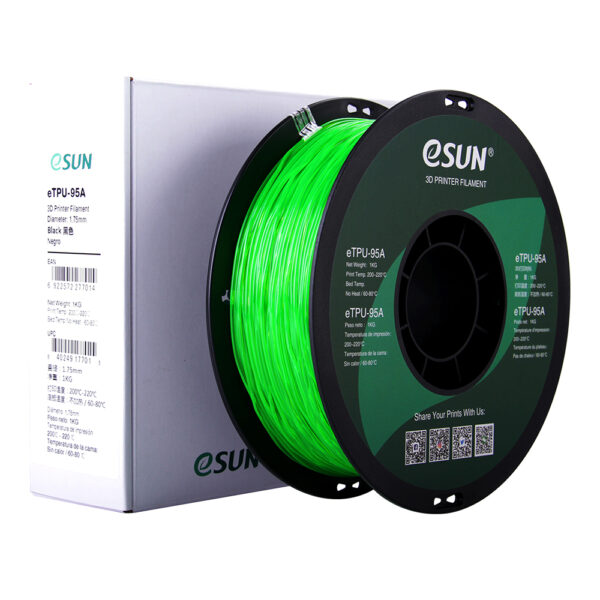 TPU A95 Transparent green - 1.75mm, 1kg - Billede 6