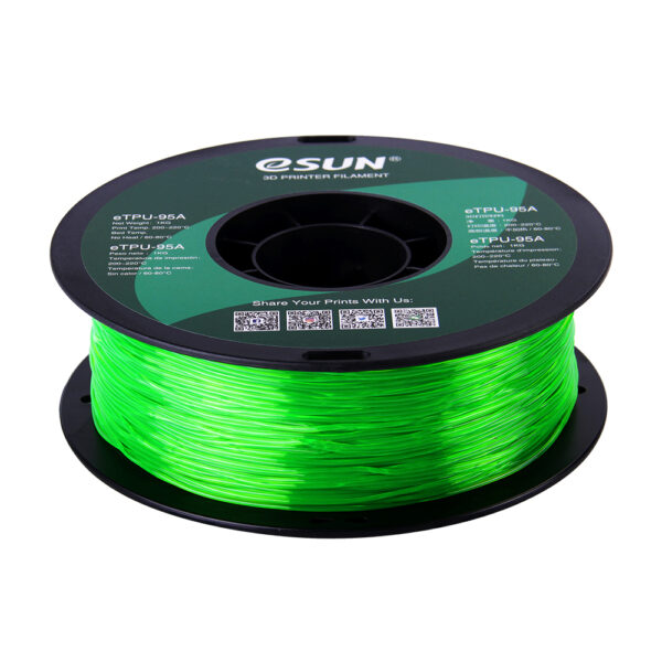 TPU A95 Transparent green - 1.75mm, 1kg - Billede 3
